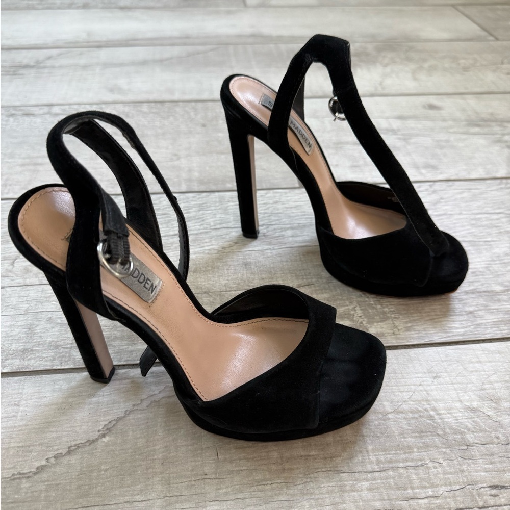 Steve Madden Black Stiletto Heels with Sparkly Strap